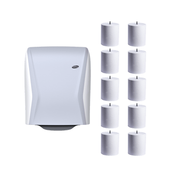 Set papierové uteráky & dávkovač analog white