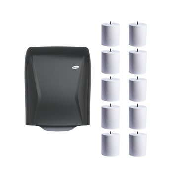 Set papierové uteráky & dávkovač analog black